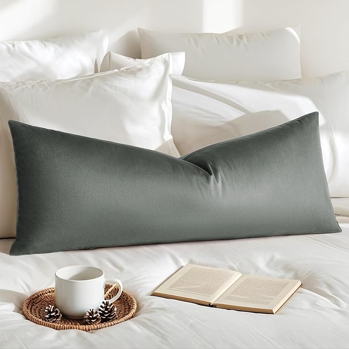Artscope Luxury Velvet Lumbar Pillow Cover Super Soft Decorative Rectangle Throw Pillow Covers Case Cushion Covers for Sofa Couch Bedroom Car Decor 14x36 Inch Dark Grey