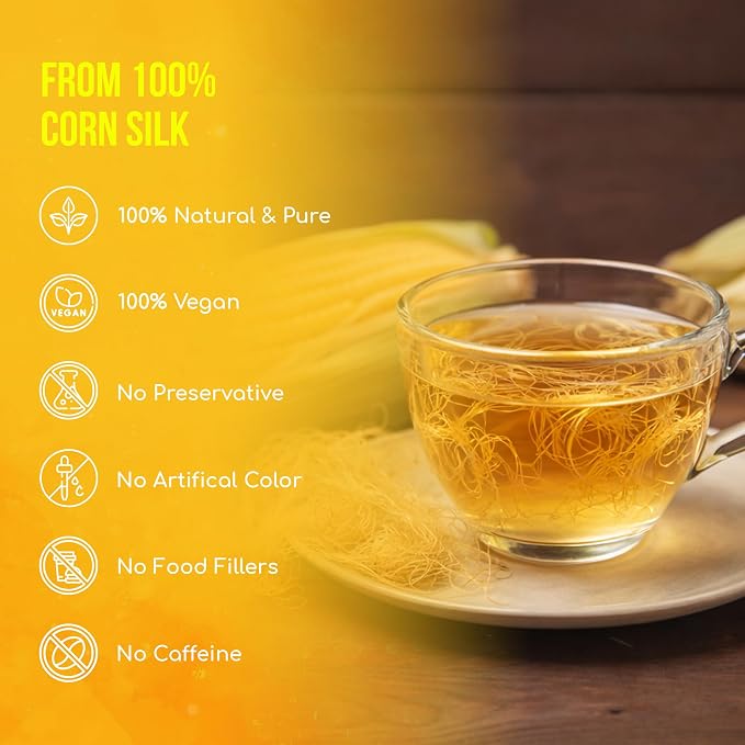 FreshDrinkUS, Premium 10 Tea Bags Corn Silk Tea, 100% Natural & Pure from Corn Silk. Herbal Tea. Clean Ingredients. Made with Natural Material Tea Bags. No Sugar, No Caffeine, Vegan.