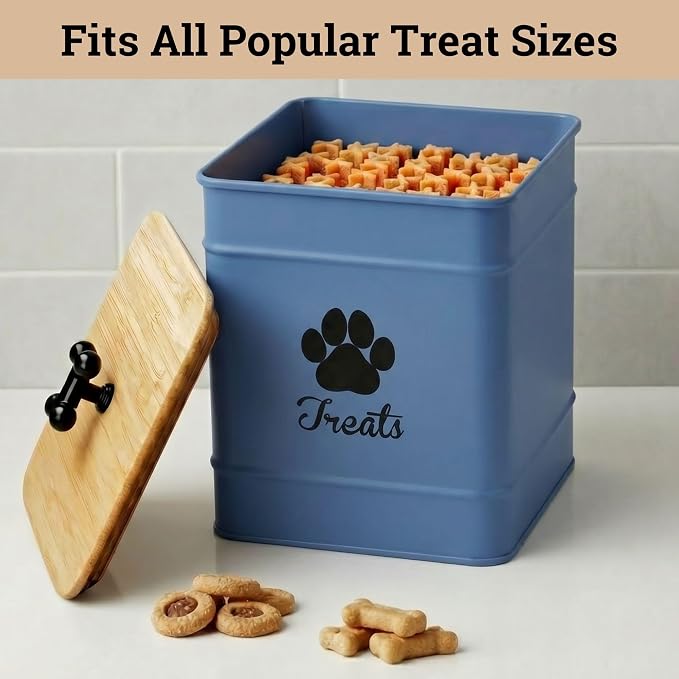 Dog Treat Container Airtight, 6"W x 8"H, Powder Coated, 12 Cup Capacity