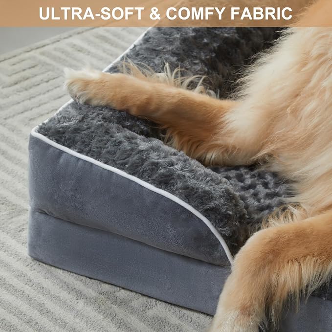 WNPETHOME Orthopedic Washable XL Dog Bed for Senior Dog Cozy Sleep | Extra Large Waterproof Big Soft Dog Couch Sofa Bed for Dogs Relax with Removable Cover Supportive Pet Bed DarkGrey 42x30Inch