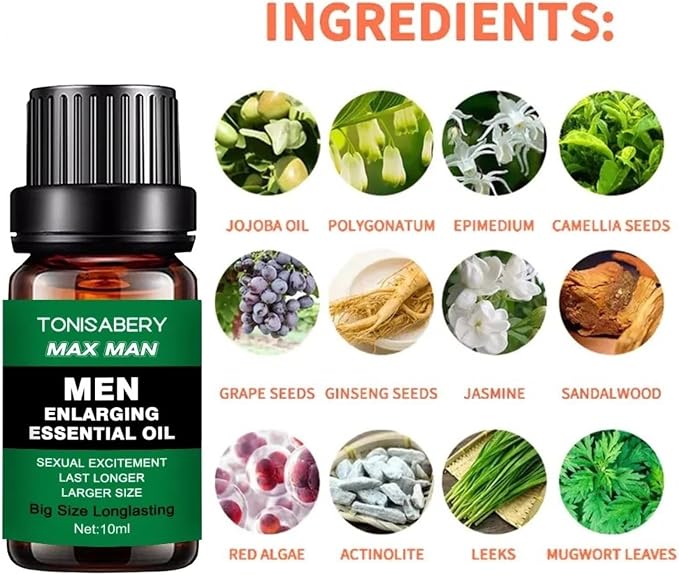 TONISABERY MAX Man ENLARGING Essential Oil ENLARGMENT Oil for Men Oil Enlarge 10ML (Green) (3)