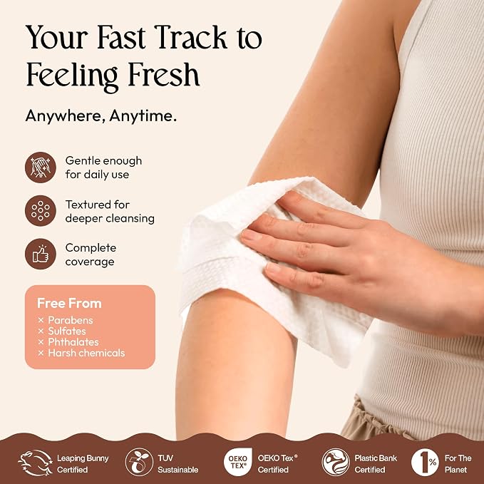 FOMIN Acidified Travel Deodorant Mini Wipes For Women & Men- Coconut Vanilla - 288 Count - pH Balanced, Biodegradeable Mini Deodorant Travel Size Wipes - Plastic-Free, Underarm Body Wipes