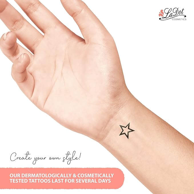 LaDot Temporary Tattoo Stamp– Easy-to-Use Reusable Ceramic Skin Stamp for Creating Custom Temporary Tattoos – Fun Body Art Tool for Parties, Events, and Festivals (Star, Small)