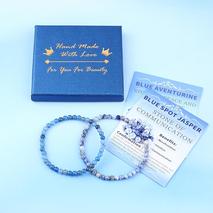 NCB 2.3-Piece 4mm Natural Crystal Gemstone Stretch Bracelets – Handmade Reiki Energy Healing Jewelry for Meditation,Yoga, Unisex