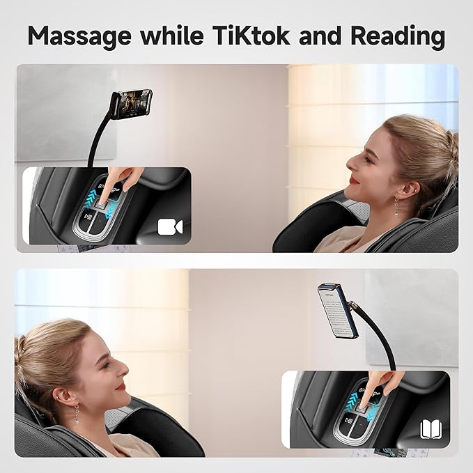 Real Relax 2025 Massage Chair Full Body, Zero Gravity SL-Track Shiatsu Massage Recliner, APP Control, Child Lock, Body Scan Bluetooth Foot Roller, favor 06, All Black
