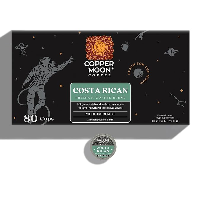Copper Moon Single Serve Coffee Pods For Keurig K-Cup Brewers, Medium Roast, Costa Rican Blend, 80 Count