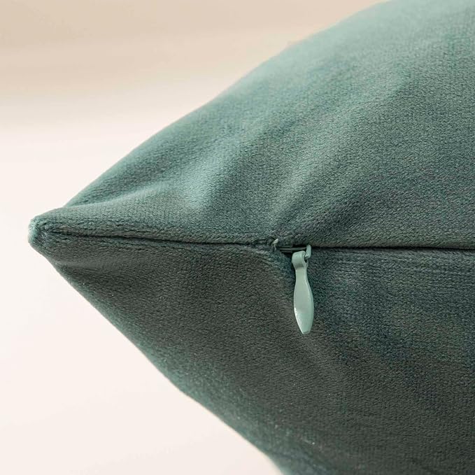 22x22 Velvet Throw Pillow Covers Set of 2 for Couch Sofa Bed,Emerald Blue | JUSPURBET Decorative Pillow Covers with Invisible Zipper for Modern Living Room Bedroom Home Decor