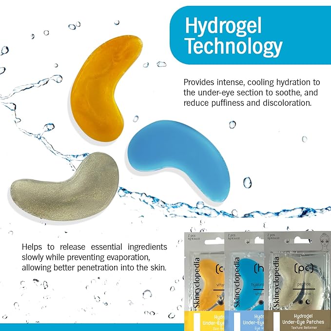 Under Eye Treatment, Roll-On + 3 Hydrogel Pads with Caffeine & Q10, Cooling Roller, Energizing Serum for Dark Circles, Puffiness Bags, Fine Lines & Wrinkles, Deep Hydration Activator.