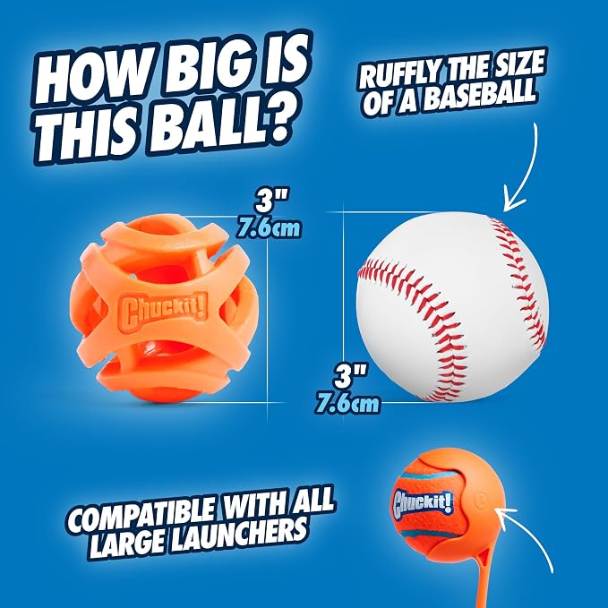 Chuckit! Air Fetch Ball, Large 3in, for Dogs 60-100lbs, 1 Pack