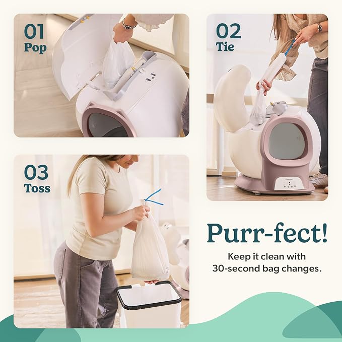 Petcove PurrTek Automatic Litter Box Self Cleaning 5GHz Wi-Fi, Odor Control | 45 dB Quiet, App Control Sealed Waste Bin, Advanced Safety Sensors, Auto Smart Self Cleaning Cat Litter Box for Multiple Cats