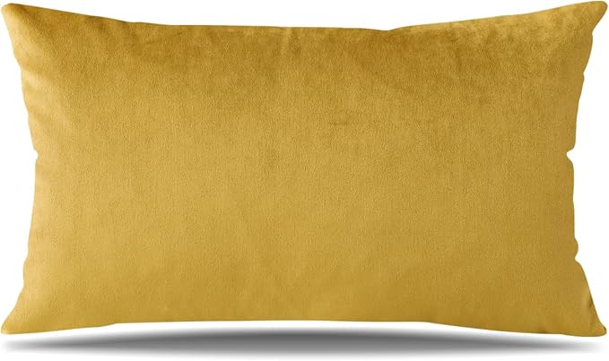 Artscope Luxury Velvet Pillow Covers Super Soft Decorative Square Throw Pillow Covers Case Cushion Covers for Sofa Couch Bedroom Car Decor 12x20 Inch Gold
