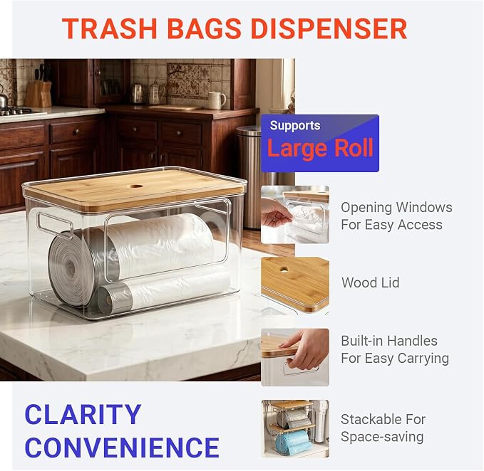Cat Litter Box Liner Dispenser and Cat/Dog Treats Organizer | 2 in 1 Cat Litter Box Liner and Trash Bags Dispenser & Cat/Dog Treats Storage Box