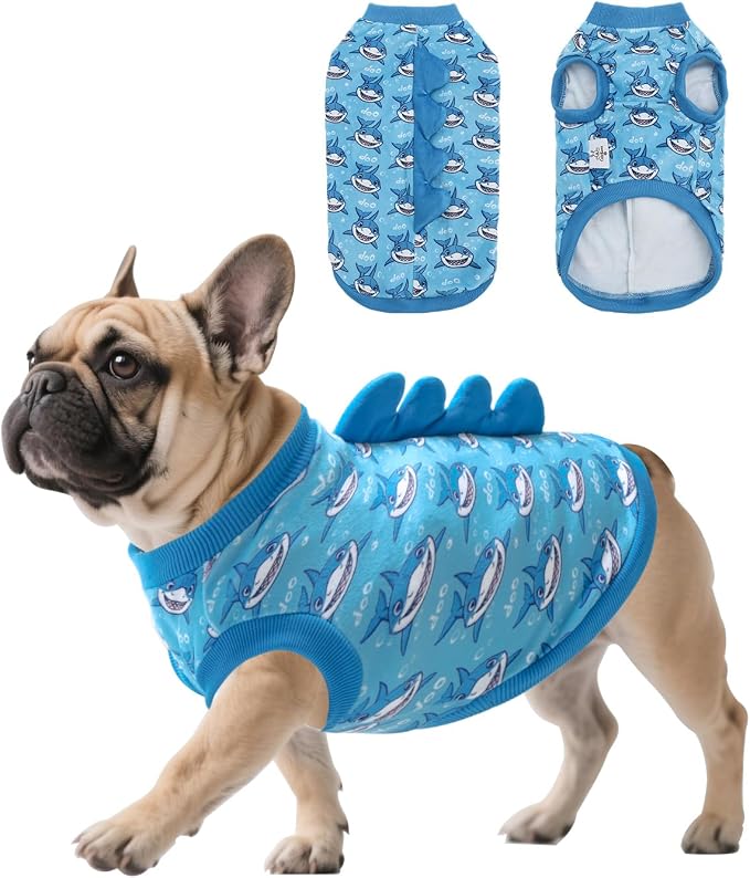 CuteBone Dinosaur Costume Dog Shirt, Stretchy Velvet T-Shirt Clothes for Small Dogs, Soft & Breathable Pet Tee Outfit Cat Apparel for Daily Wear, Cozy Pullover Design Puppy Fashion COSBX04L