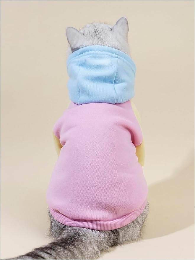 Basic Dog Hoodie Sweatshirt Puppy Sweater Warm Cat Costumes Pet Clothes for Chihuahua Puppy Kitten Small Medium Dogs Pink Large