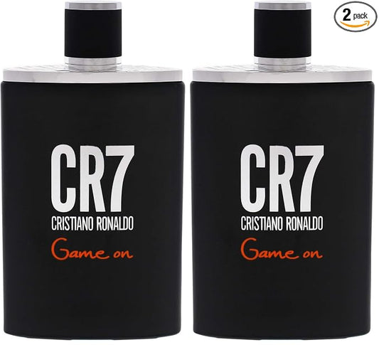 Cristiano Ronaldo CR7 Game On - Aromatic Fragrance For Men - Woody And Alluring Scent - Tropical And Dense Essence - A Dark And Sophisticated Aesthetic - Bold And Long Wearing - 3.4 Oz EDT (Pack of 2)