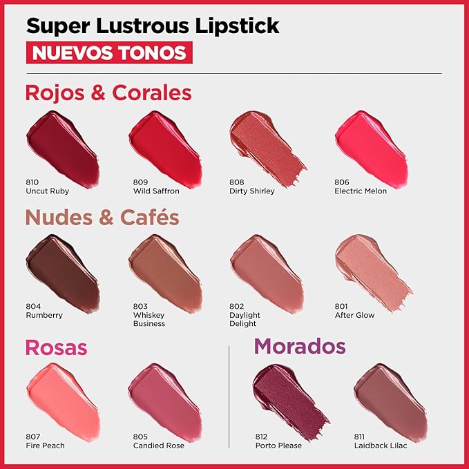 Revlon Super Lustrous Lipstick, Creamy Formula For Soft, Fuller-Looking Lips, Moisturized Feel, 803 Whiskey Business, 0.15 oz