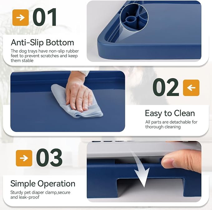 PAWISE Dog Training Pee Pad Holder Tray, Indoor Puppy Potty Pee Pad Floor Tray Dog Toilet, 24.8''X19.3', Large