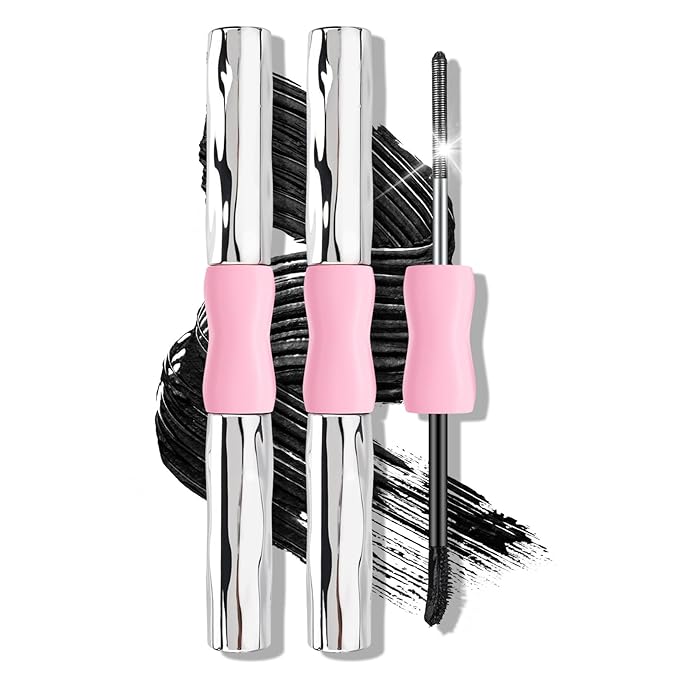 KYDA 2 Pcs Double Ended Metal Mascara, Volumizing Lengthening Clump-Free Black Mascara, Waterproof Formula for Dramatic Lashes, Curling, Washable Eyelash Makeup