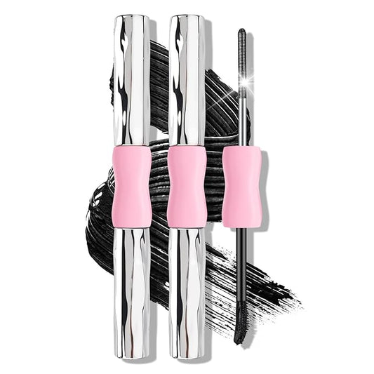 KYDA 2 Pcs Double Ended Metal Mascara, Volumizing Lengthening Clump-Free Black Mascara, Waterproof Formula for Dramatic Lashes, Curling, Washable Eyelash Makeup