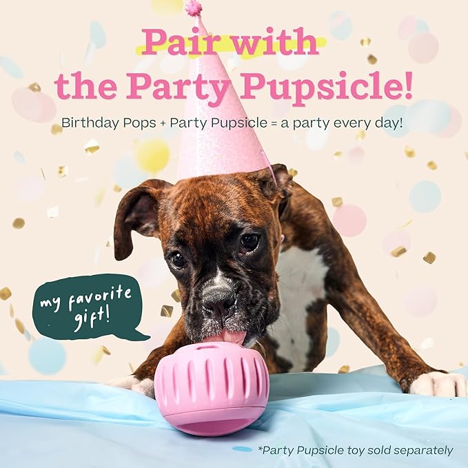 WOOF Pupsicle Birthday Refill Pops Dog Treats, XL | Fits XL Pupsicle, pre-made birthday treats, naturally sweet, cake flavor, long-lasting enrichment, shelf stable