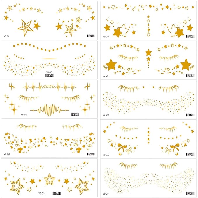 Gold Glitter Freckles Face Tattoo Face Makeup Patches Fake Freckles Faux Freckles Sparkle Freckles Waterproof Gold Freckles Temporary Face Tattoos Cute Face Glitter for Women Accessories 10 Sheets