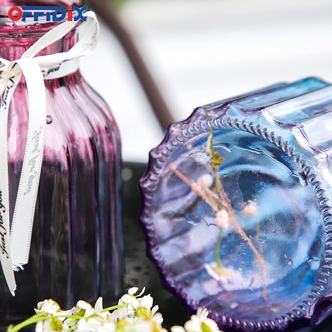 Glass Vase, Gradient Multicolor Flower Vase for Weddings, Events, Decorating, Arrangements, Flowers, Office, or Home Decor