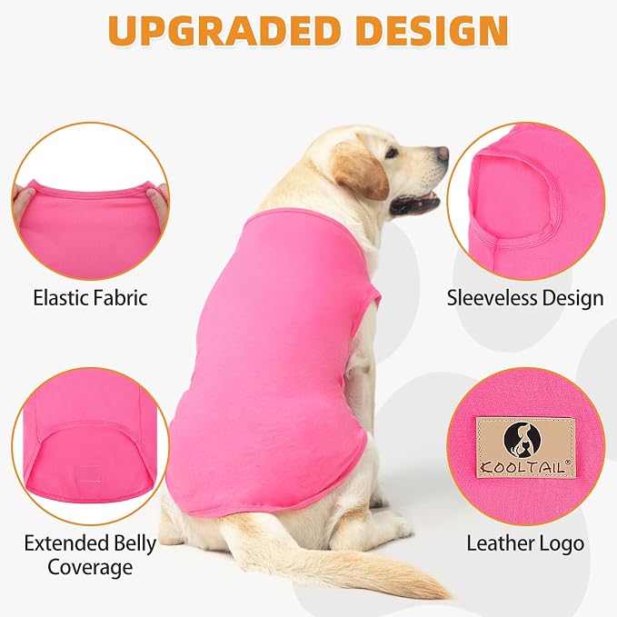 Girl Dog Clothes for Large Dogs, 2 Pack Cotton Summer Dog T Shirts UV & Insect Protection for Outdoor Camping, Anti-Hair Loss & Breathable Sleeveless Pet Vest Tank Tops Apparel,Pink & Rose,XL