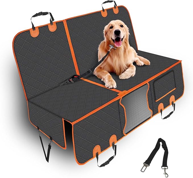 PetJoy Dog Car Seat Cover with Hammock Design – 600D Heavy Duty Waterproof & Scratch-Resistant Rear Seat Protector for Dogs, Non-Slip Back Seat Covers for Cars, Trucks, SUVs