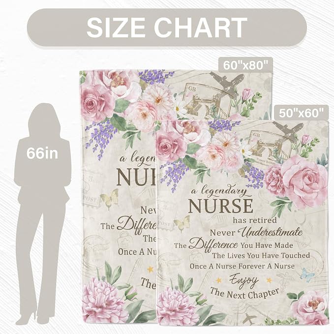 Nurse Retirement Gifts for Women, Nurse Retirement Blanket 80"x60" | Retirement Gift for Nurses 2026, Retired Throw for Nurses Appreciation Week, Retirements Parties