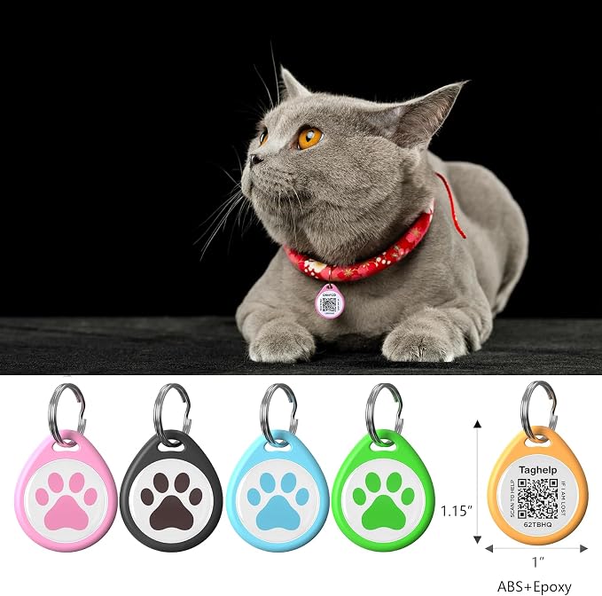 2-Pack QR Code Pet ID Dog cat Tags for Collar Personalized for Cats Online Profile - Scan QR Receive Instant Pet Location Alert Email, Anti-Lost,No Subscription fees (Blue & Pink, for cat - 1")