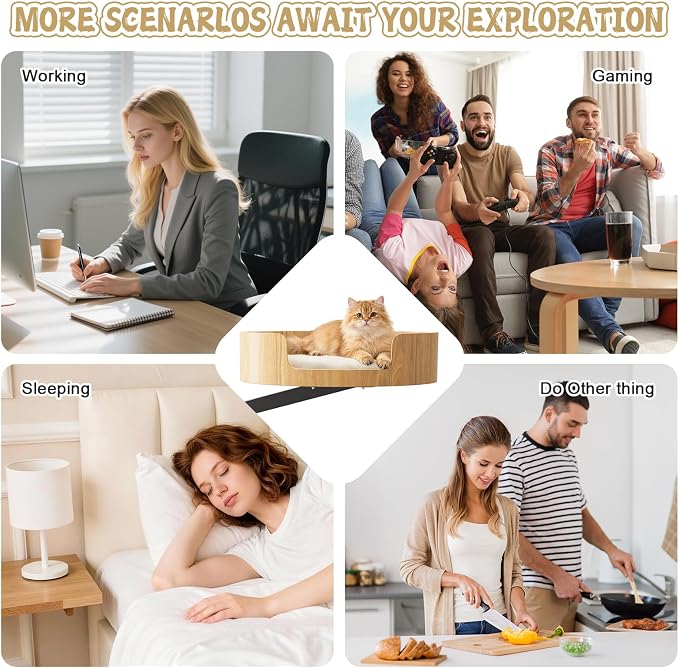 Spacocld Cat Desk Bed,Cat Bed for Desk 360° Rotating & Adjustable, Heavy-Duty Metal Cat Desk Hammock with Secure Clamp, Space-Saving Desk Cat Bed for Office Desk & Gaming Table,Detachable.