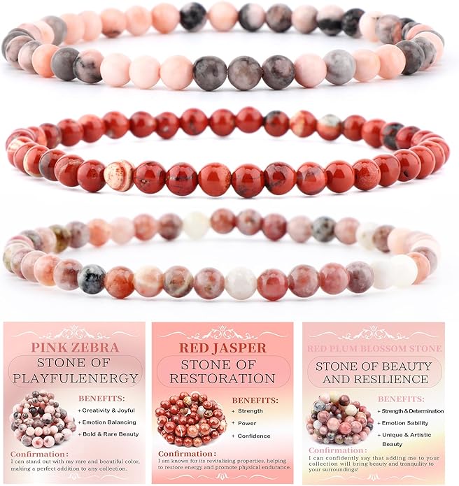 NCB 2.3-Piece 4mm Natural Crystal Gemstone Stretch Bracelets – Handmade Reiki Energy Healing Jewelry for Meditation,Yoga, Unisex