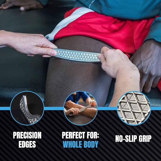 HawkGrips, Silver Massage Therapy Tool Set with Massage Therapy Fragrance-Free Emollient Cream 8oz, Stainless Steel, Includes All Six Small IASTM Tools (HG4-HG9), and Digital User Manual
