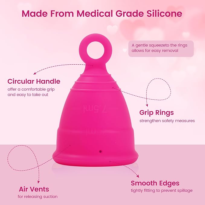 Reusable Menstrual Cup, Silicone Period Cup, up to 12 Hours of Leak-Free Protection, Disc,Tampon, Pads Alternative for Women