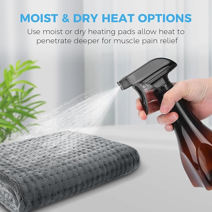 NOWWISH Heating Pad for Back, Period Cramps, Neck and Shoulder, 12x24 Inches Electric Throw with 6 Heat Settings, Timer and Auto Shut Off, Machine Washable, Birthday Gifts for Women Men, Grey