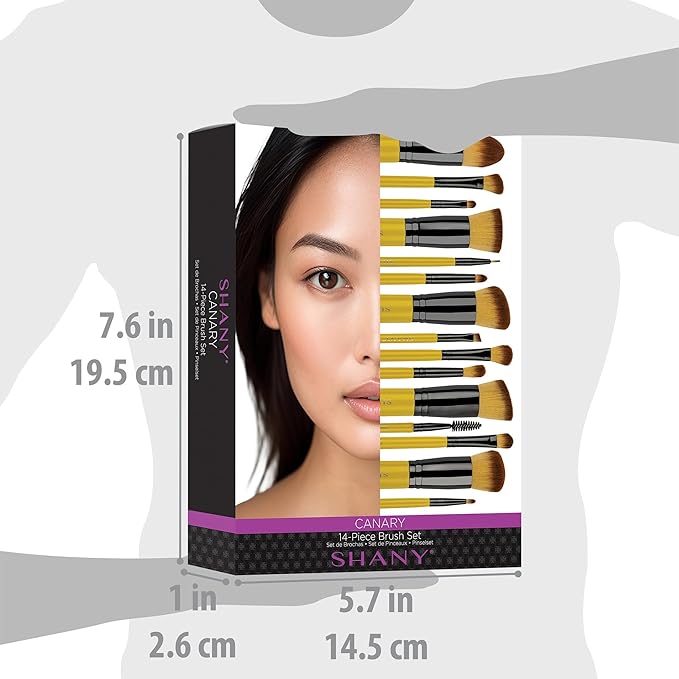 SHANY14 Piece Makeup Brush Set – Elite Cosmetics Brush Collection - Complete Kabuki, Eyes, Face, powder, foundation Makeup Brush Set - Canary