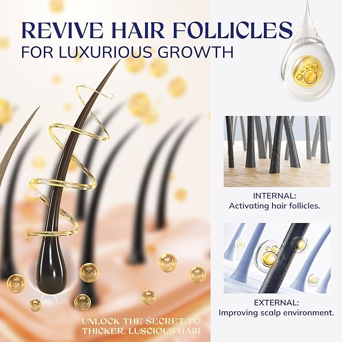 Hair Growth Serum, Rice Water & Biotin & Caffeine, Hair Growth Spray for Men & Women, Hair Oils for Hair Growth - Hair Thinning, Longer, Fuller Hair, Enriched with Seven Herbal Extracts