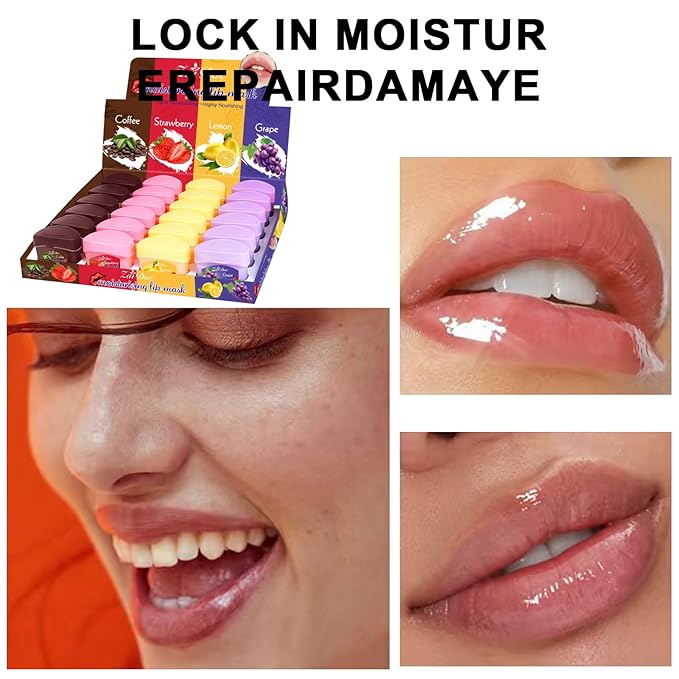 Lip Moisturizing 24 Set, Nourishing & Lip Balm Fruit Flavor Sets with Olive Oil, Peach & Jojoba Oil, Lip Care for Dry Peeling, Dull, Lip Lines, Moisturizing and Repairing Lipstick