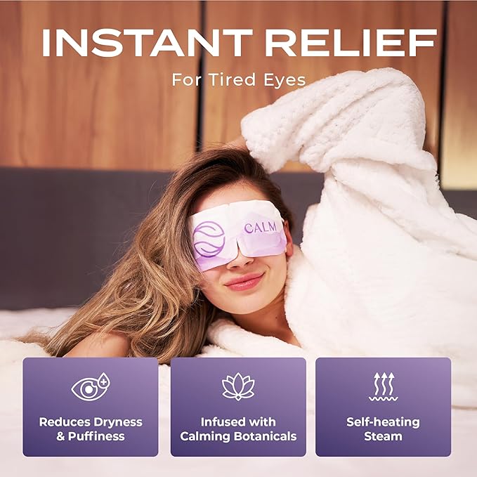 Body Restore Heated Eye Mask for Dry Eyes 5 Pack - Boo Basket Stuffers for Women, Self Heating Warm Compress, Christmas Stocking Stuffers, Birthday Gifts, White Elephant, Relaxation - Lavender