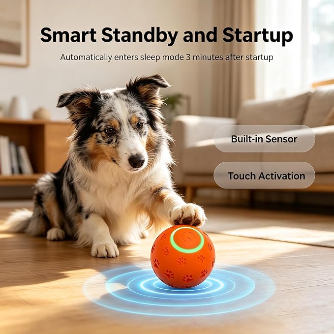Interactive Dog toys, Smart Dog ball, E-TPU Material Automatic Moving, Bouncing, Vibrating ball Durable Duraspin Design for Aggressive Chewers.Keeps Dogs Busy and Entertained.Suitable for all dogs