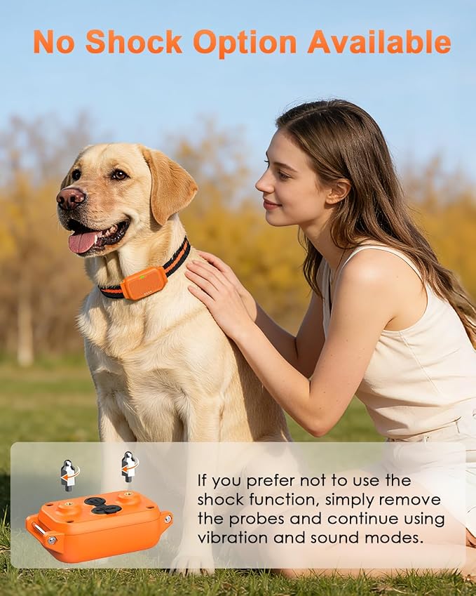 Shock Collar for Dogs, Dog Training Collar with Remote Control | IP67 Waterproof Receiver, Beep, Vibration, Safe Static Modes, Rechargeable，Adjustable Fit for 15–110 lb Dogs