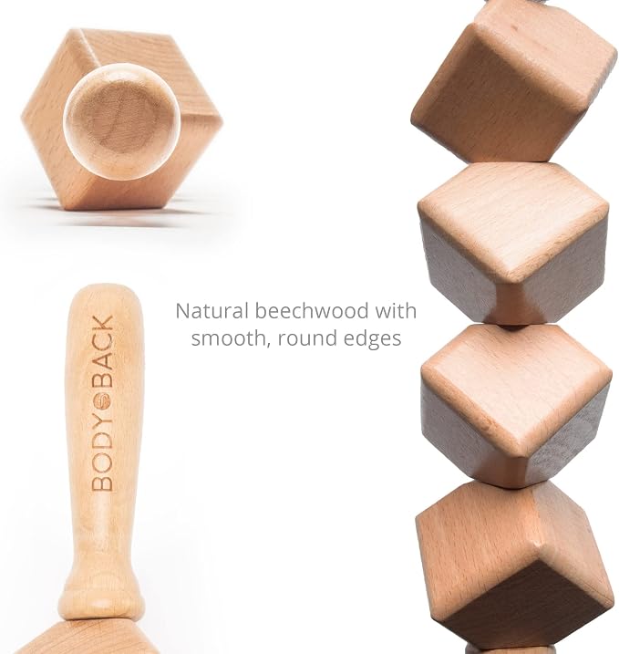 Body Back Foot and Body Roller Bundle - Wooden Foot Massager and Body Roller for Plantar Fasciitis, Cellulite Reduction, and Stress Relief