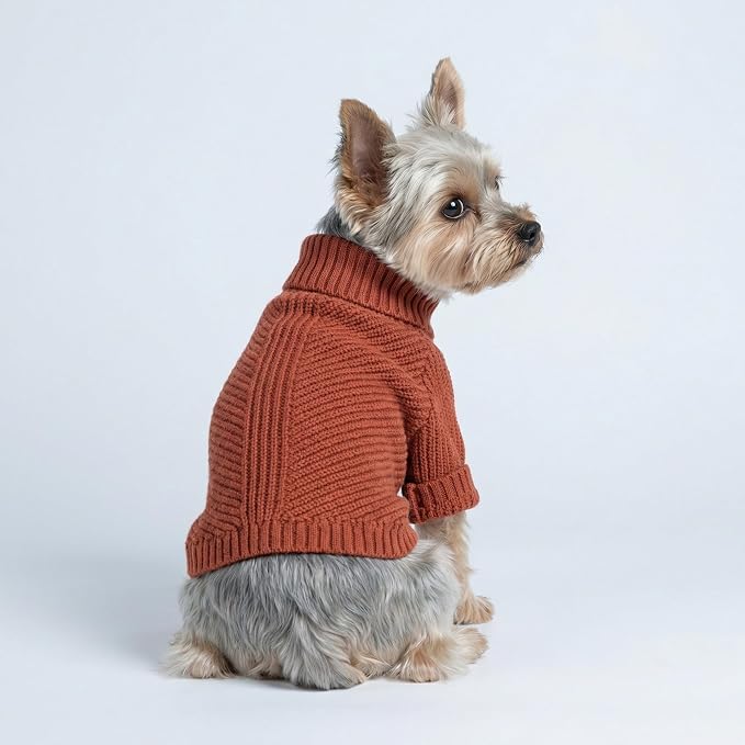 Fitwarm Thermal Knitted Dog Sweater Doggy Winter Coat Pet Clothes Doggie Turtleneck Jacket Puppy Outfits Cat Sweatsuit Red Small