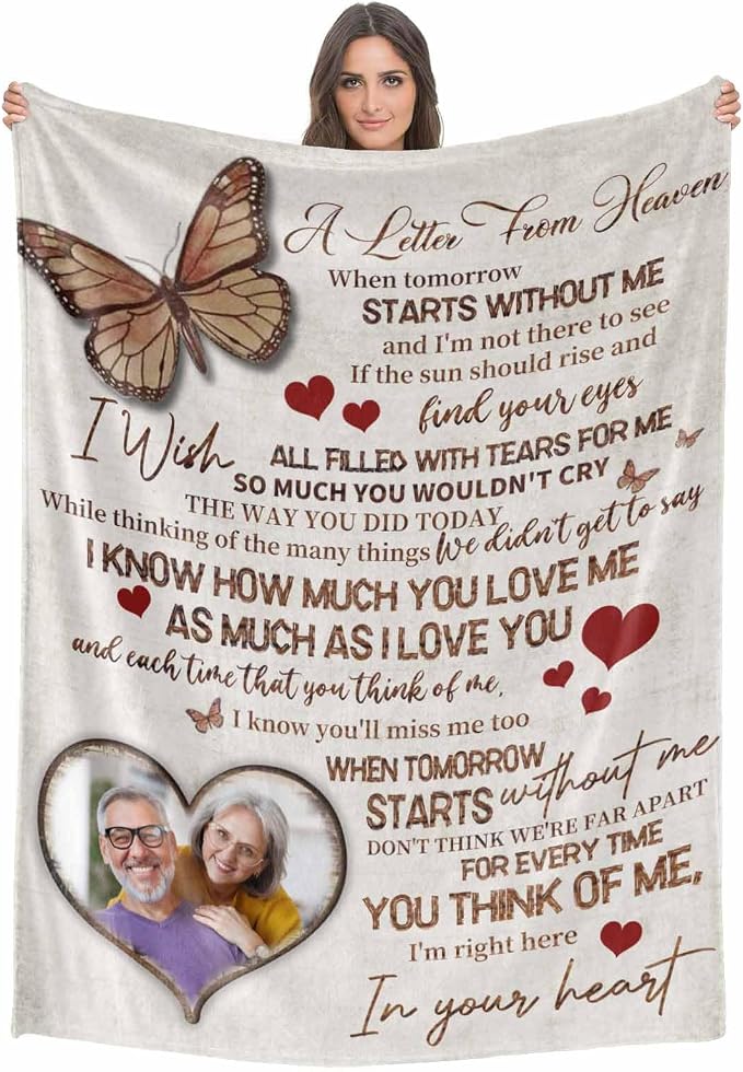 Custom Memorial Blanket with Photo - Sympathy Gift for Loss of Loved One | in Loving Memory Personalized Sympathy Blanket for Loss of Dad Mom Husband Wife Friend Memory of Loved One Gifts, Made in USA