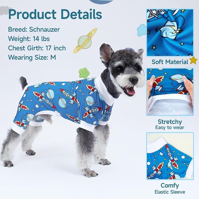 XPUDAC Dog Pajamas Clothes for Small Dogs Boy Girl, Doggie Pjs Puppy Onesies Outfits Pet Clothes for Dog Cat Christmas Pajamas, 4 Styles (Universe, Medium)