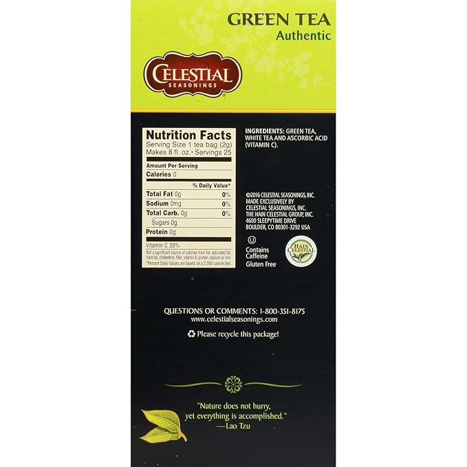 Celestial Seasonings Authentic Green Tea 25 Tea Bags