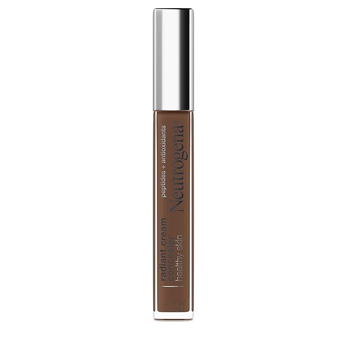 Neutrogena Healthy Skin Radiant Brightening Cream with Peptides & Vitamin E Antioxidant, Lightweight Perfecting Concealer Cream, Non-Comedogenic, Espresso Deep 03 with neutral undertones, 0.24 oz