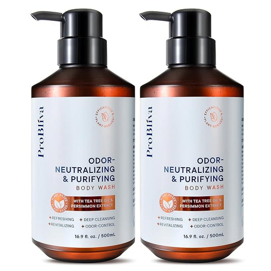 ProBliva Persimmon Body Wash for Aging Odor: Purifying & Deodorizing Body Wash for Older People Smell with Tea Tree Oil & Green Tea - Japanese Odor-Control Eliminator for Adults & Seniors - 33.8 fl.oz