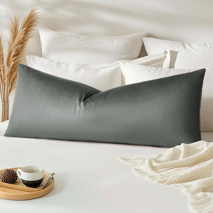 Artscope Luxury Velvet Lumbar Pillow Cover Super Soft Decorative Rectangle Throw Pillow Covers Case Cushion Covers for Sofa Couch Bedroom Car Decor 14x36 Inch Dark Grey