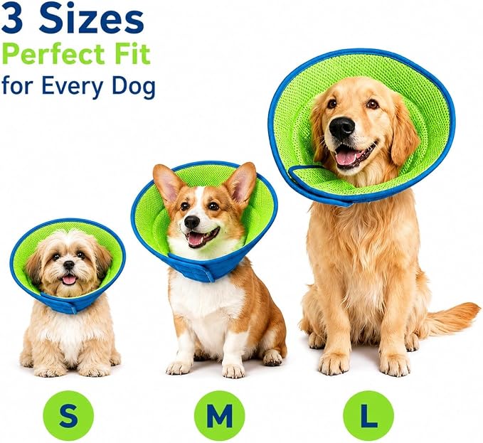Soft Dog Cone Collar – Comfortable Cone for Dogs to Stop Licking After Surgery, Elizabethan Collar for Large Dogs, Adjustable Dog Donut Collar for Inflatable & Comfy Recovery (L)